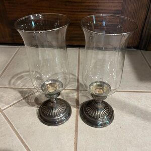 Silver plate candleholders